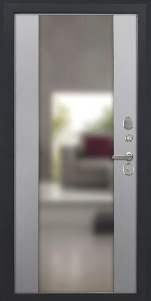 Входная дверь ДвериПРО L-Термо серебро Алиса (16мм, ПВХ софт грей, зеркало) DPRO200122 внутренняя сторона